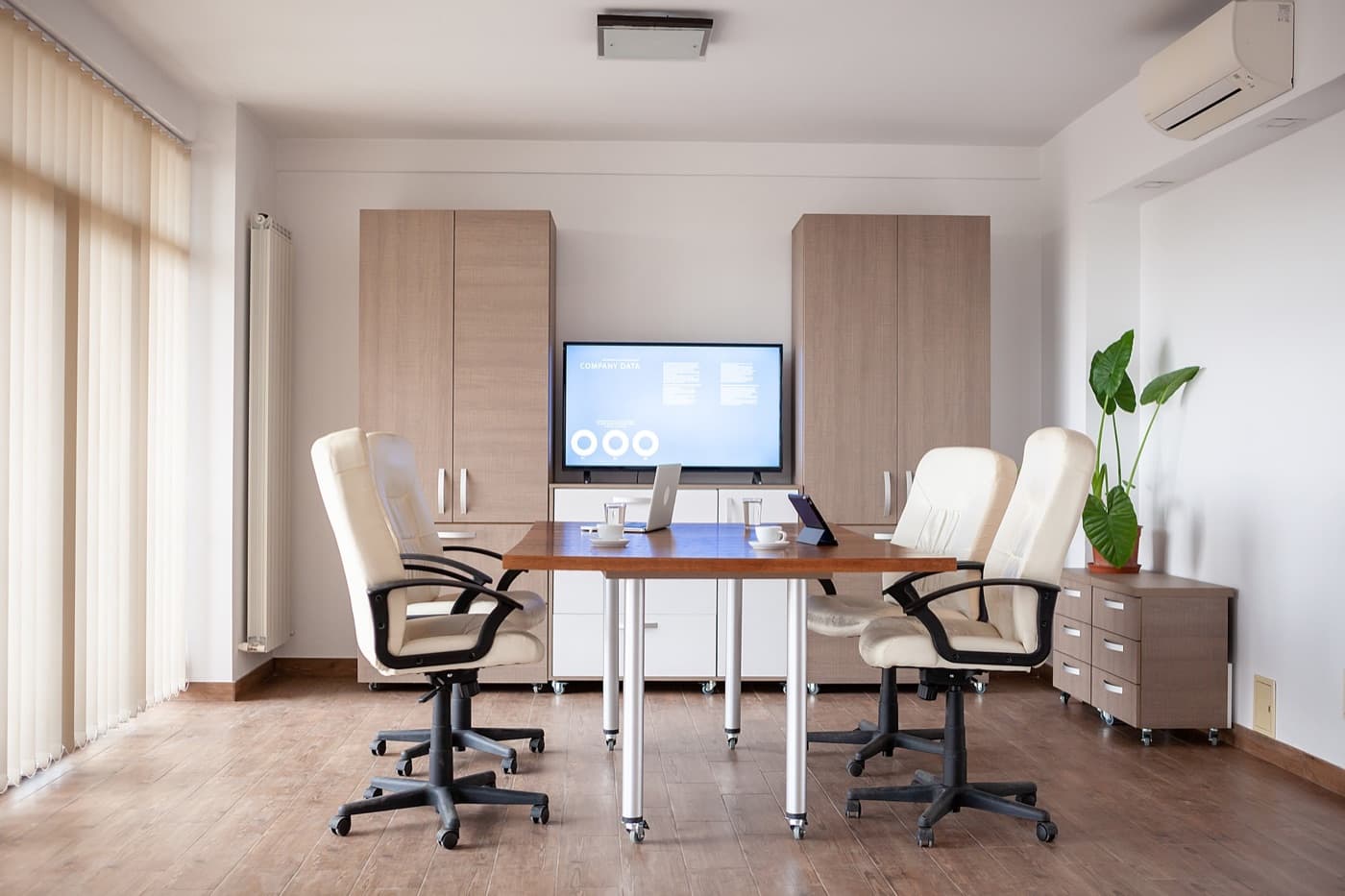 A meeting room in a Kosovo tech office